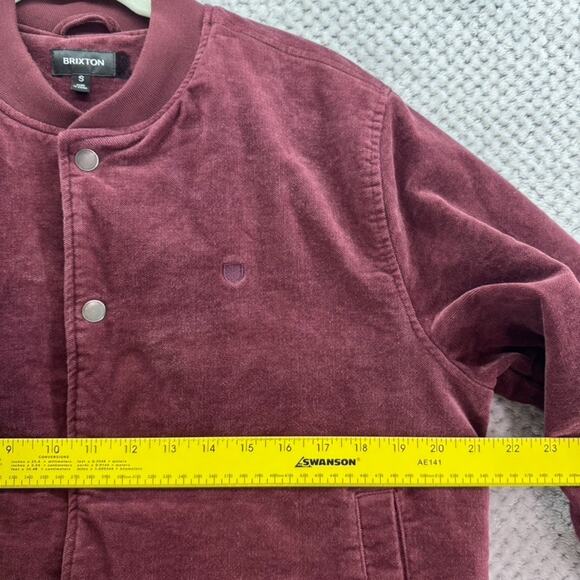 Brixton Coat Mens S Burgundy Dillinger Bomber Jacket Snap Button Front Military - Picture 7 of 13